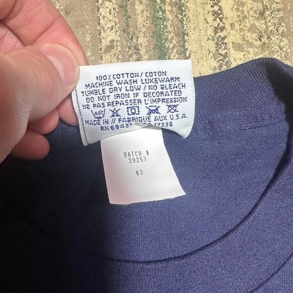Vintage 90s Reebok Single Stitch Tee Shirt Mens XL Navy Blue Spell Out Big Logo - Picture 4 of 4